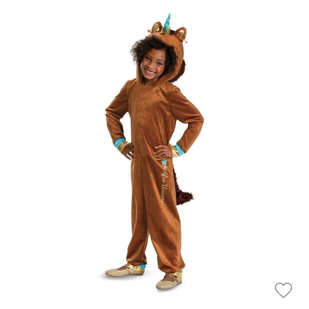 Girl's Deluxe Afro Unicorn Jumpsuit Costume - Disguise Costumes, Size S 4-6